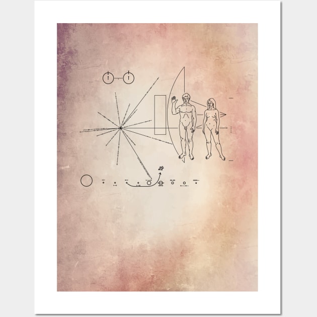 Space Probe Pioneer Plaque Old style Wall Art by GraphicBazaar